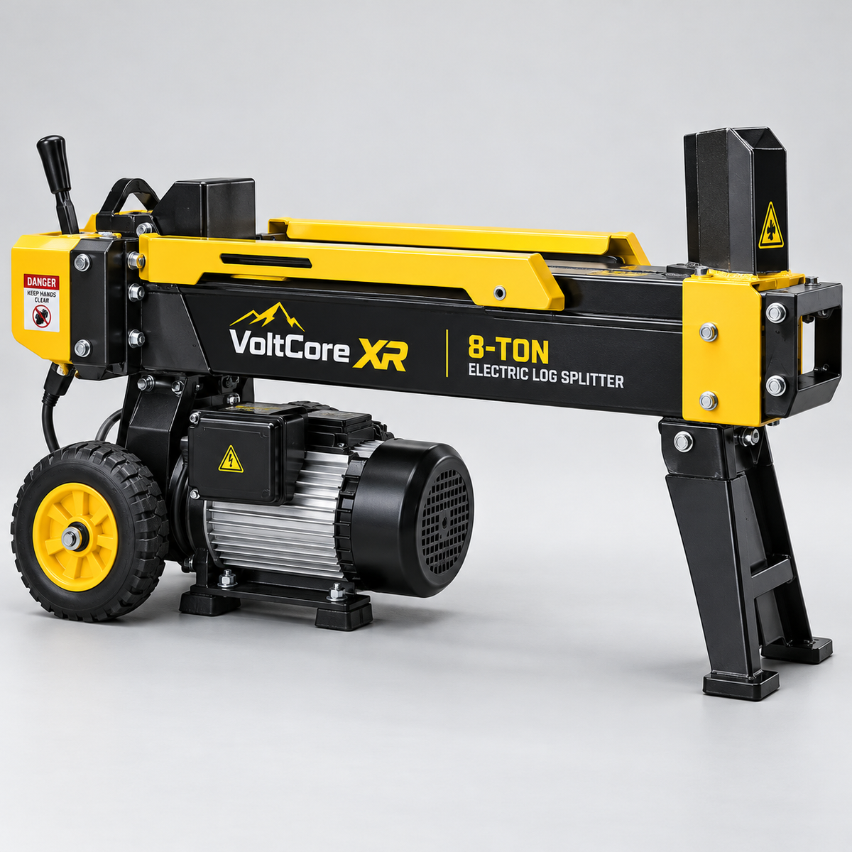 AI-generated illustration of a portable electric log splitter; category preview only, not an item for sale